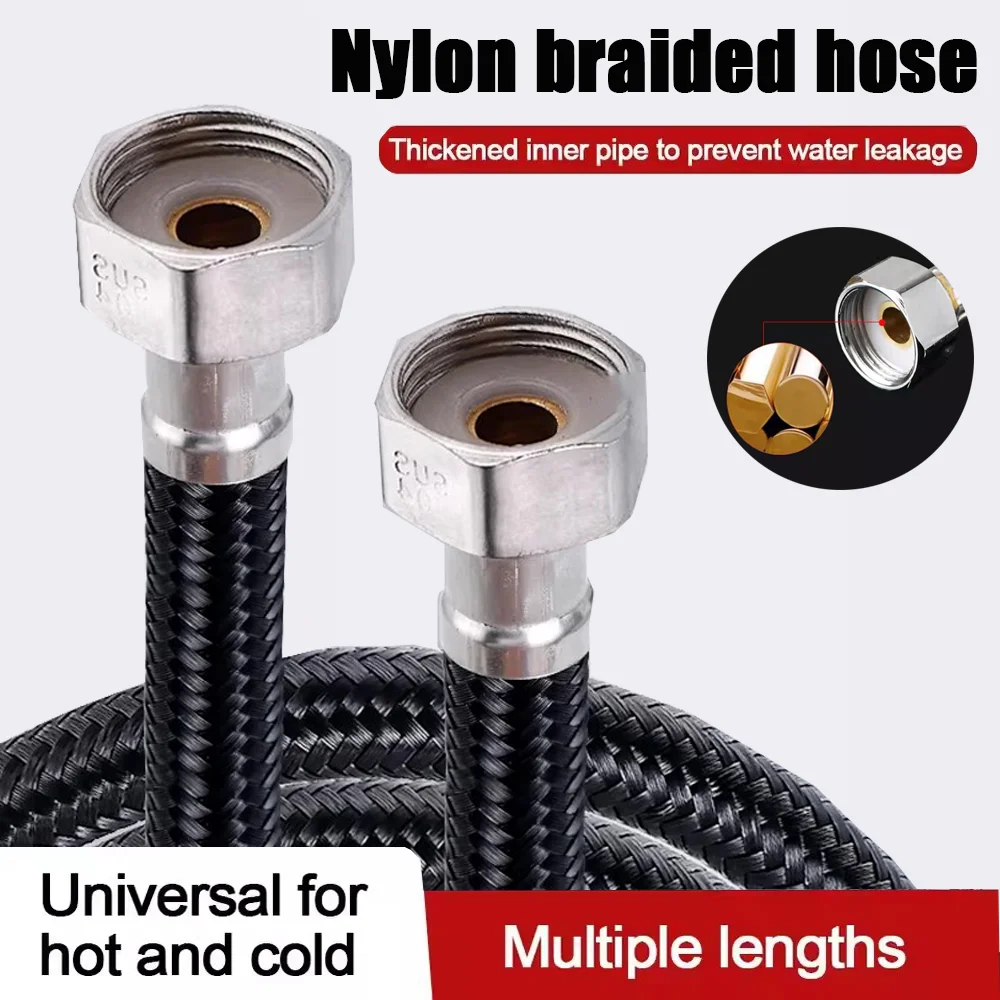 

20/40/60/80/100/150/200CM Nylon Braided Shower Head Hose Flexible Anti-Winding Pipe High Pressure Powerful Bathroom Shower Tube