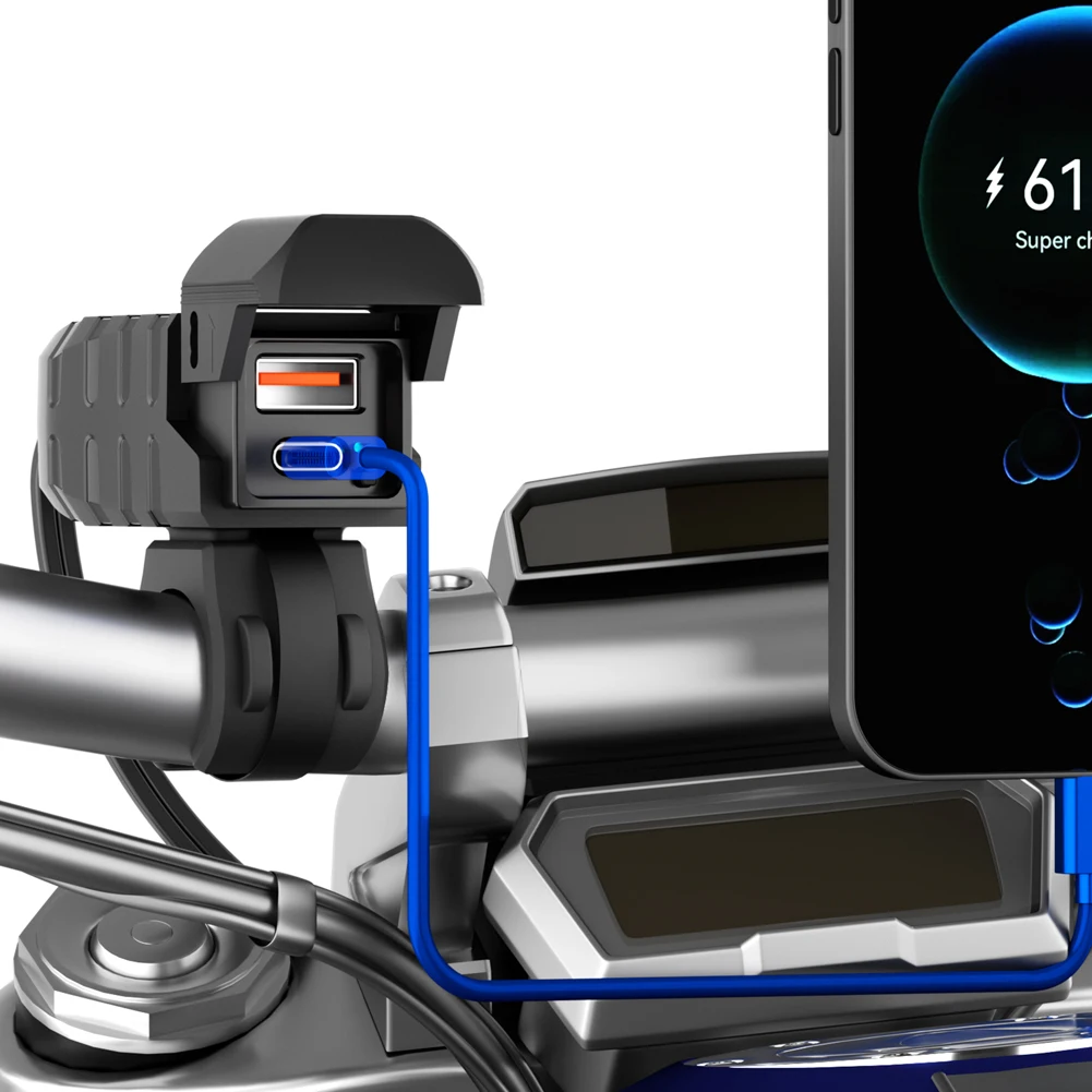 PD QC3.0 دراجة نارية شاحن الهاتف 12 فولت USB نوع C شاحن دراجة نارية مقاوم للماء دراجة نارية الملحقات لجميع الهواتف اللوحية لتحديد المواقع #2