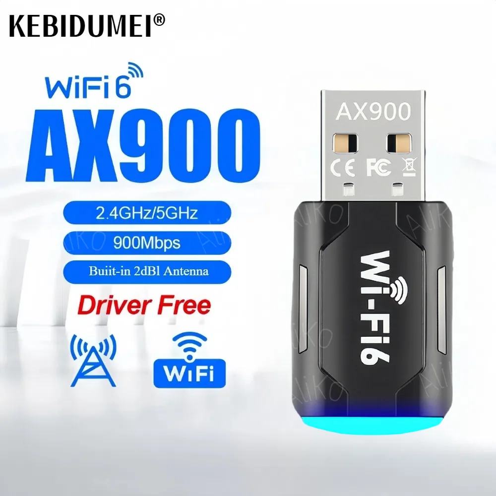 900Mbps WiFi 6 USB Adapter 5G/2.4GHz USB Wi-fi Dongle Wireless 802.11ax Network Card High Gain Antenna For Windows 10 11