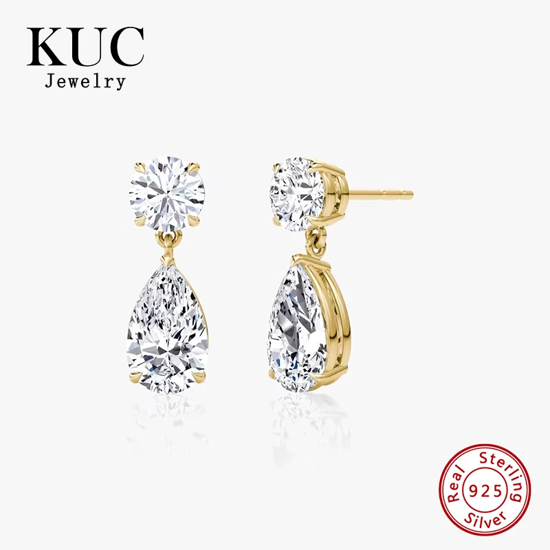 

Trendy 925 Sterling Silver Fancy Clear Zircon Waterdrop Stud Earring Women Luxury Fine Jewelry Earrings