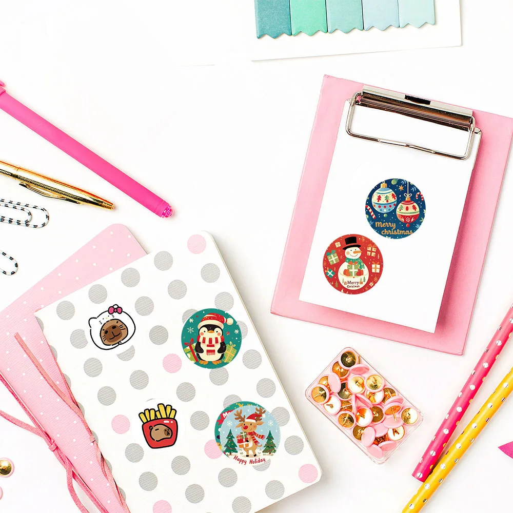 500 قطعة عيد ميلاد سعيد لفة ملصق مقاوم للماء الكتابة على الجدران القهوة دراجة نارية محمول الأمتعة غرفة الهاتف الهاتف تخصيص ملصق #6