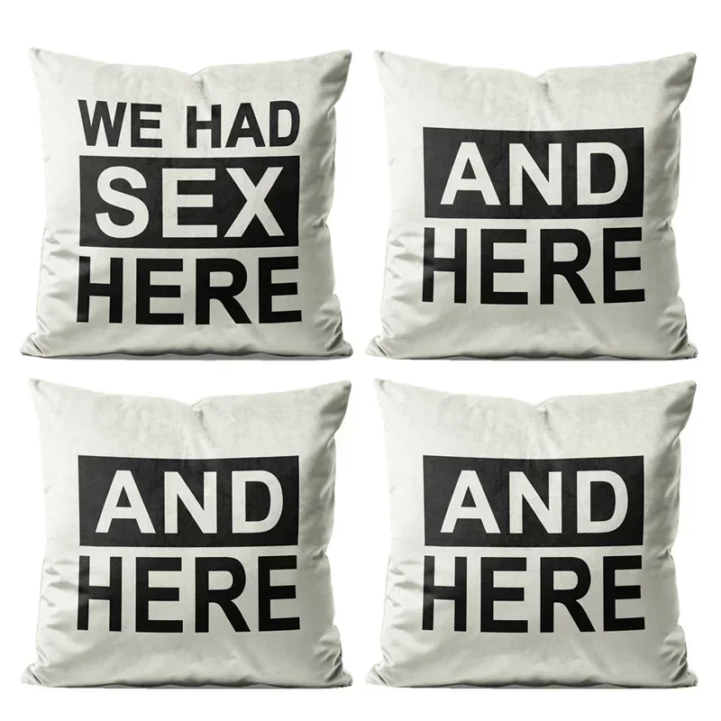 Gaslight Gatekeep Girlboss Set of 4 We Had Sex Here and Here Throw Pillow Cushion Covers Cases Pillowcases for Couch 18x18Inch