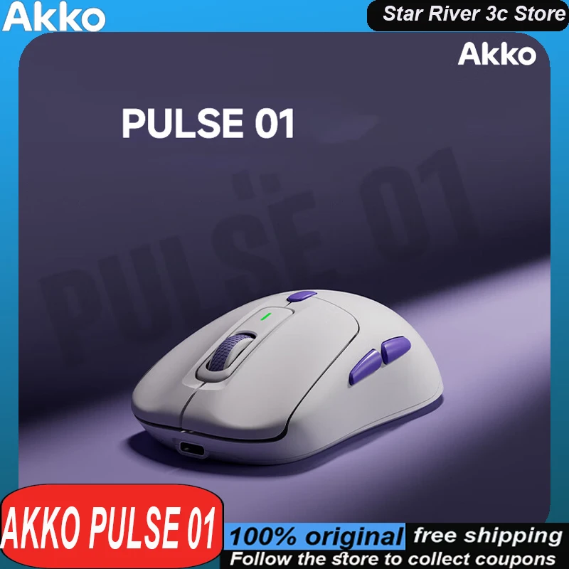 

AKKO Pulse 01 Wireless Mouse Paw3950 Double 8k Return Rate Ergonomics Low Latency Customized Gaming Mouse Laptop Accessories