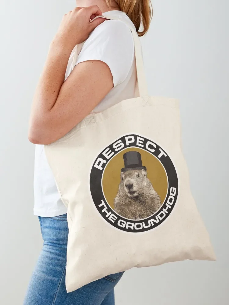 Punxsutawney Phil Groundhog Day... Respect the Groundhog Round Tote Bag great bag shopping bag logo