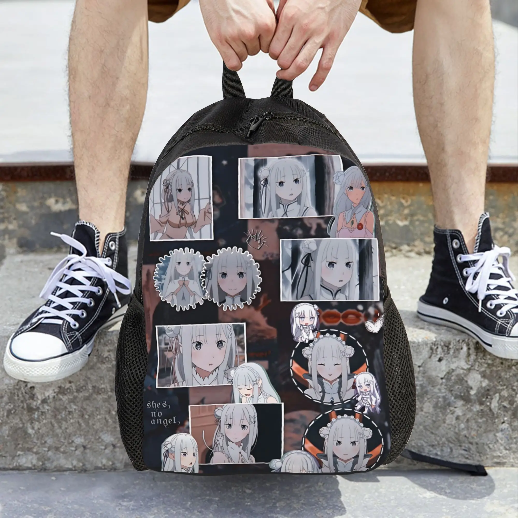 Fashion Re ZERO Anime Emilia Backpacks Its Bag  mochila School Retro Washable Rucksack