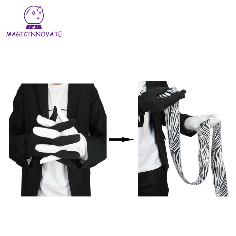 Glove To Zebra Silk Close Up Magic Trick Professional Magician Street Stage Party Magia Props Easy To Do