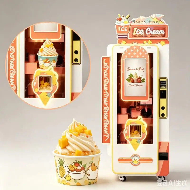 Customized Commercial Ice Cream Vending Machine Intelligent Soft Serve Dispenser Automatic Cooling Technology Smart