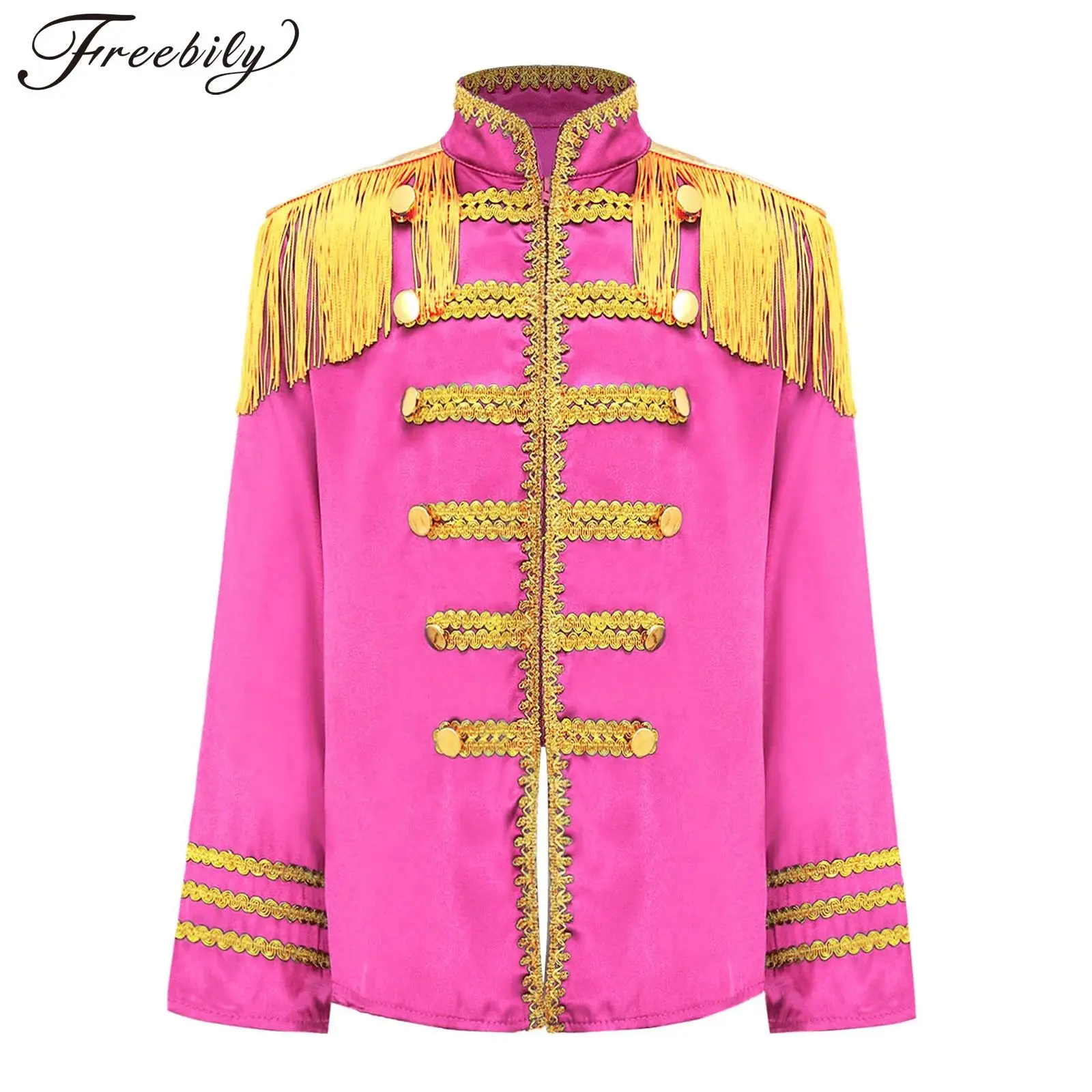 

Kids Boys Girl Medieval Hippy Costume Marching Band Rock Coat Cardigan Musician Cosplay Jacket Halloween Sergeant Pepper Uniform