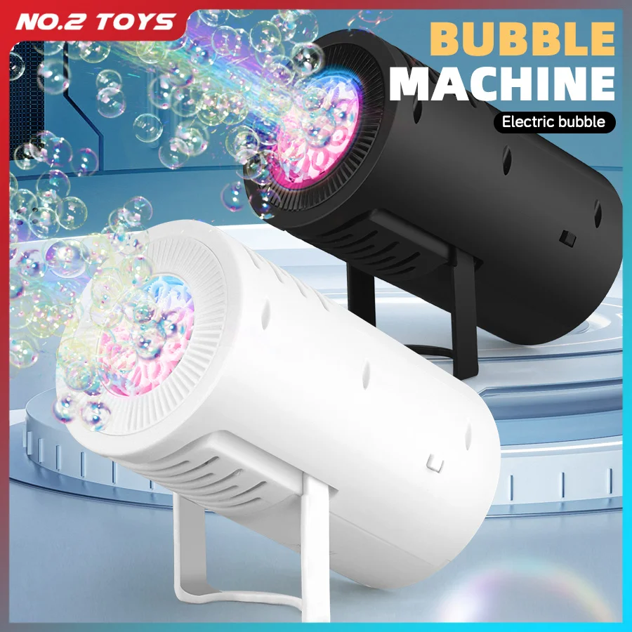 Christmas Party Automatic Bubble Machine with Lights Kids Bubble Blowing Toys Children's Outdoor Stage Electric Bubble Machine
