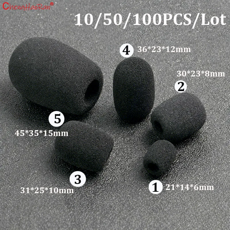 ChengHaoRan 10/50PCS/Lot Mini Microphone Foam Cover Thickened Sponge Windproof Blowout Loudspeaker Cover  Replacement Parts