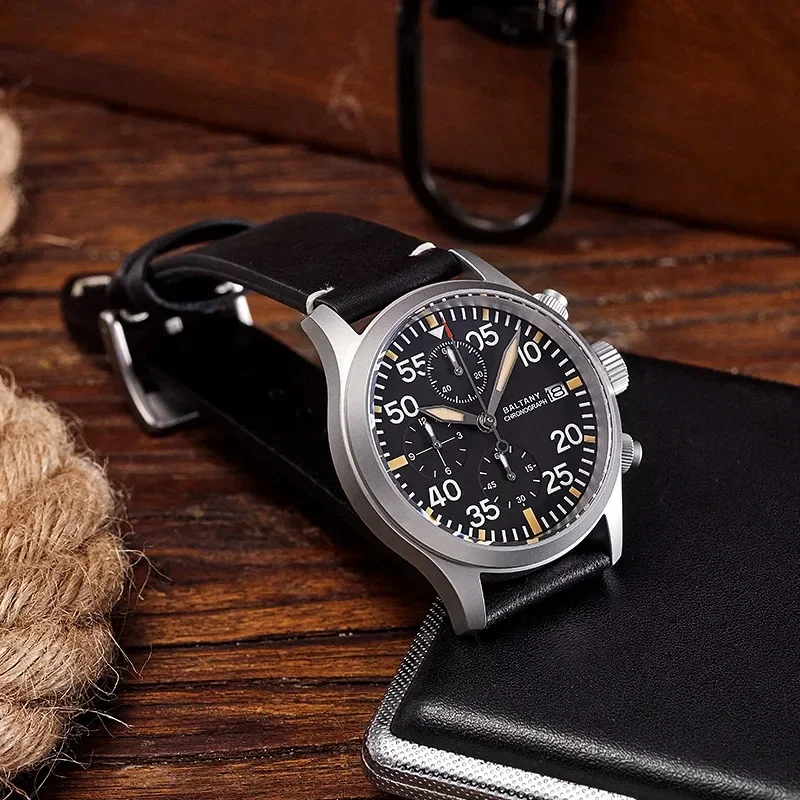

2025 New Baltany Quartz Multifunction Military Watches VK67 Sapphire Stainless steel Calendar Window Chronograph watches for men