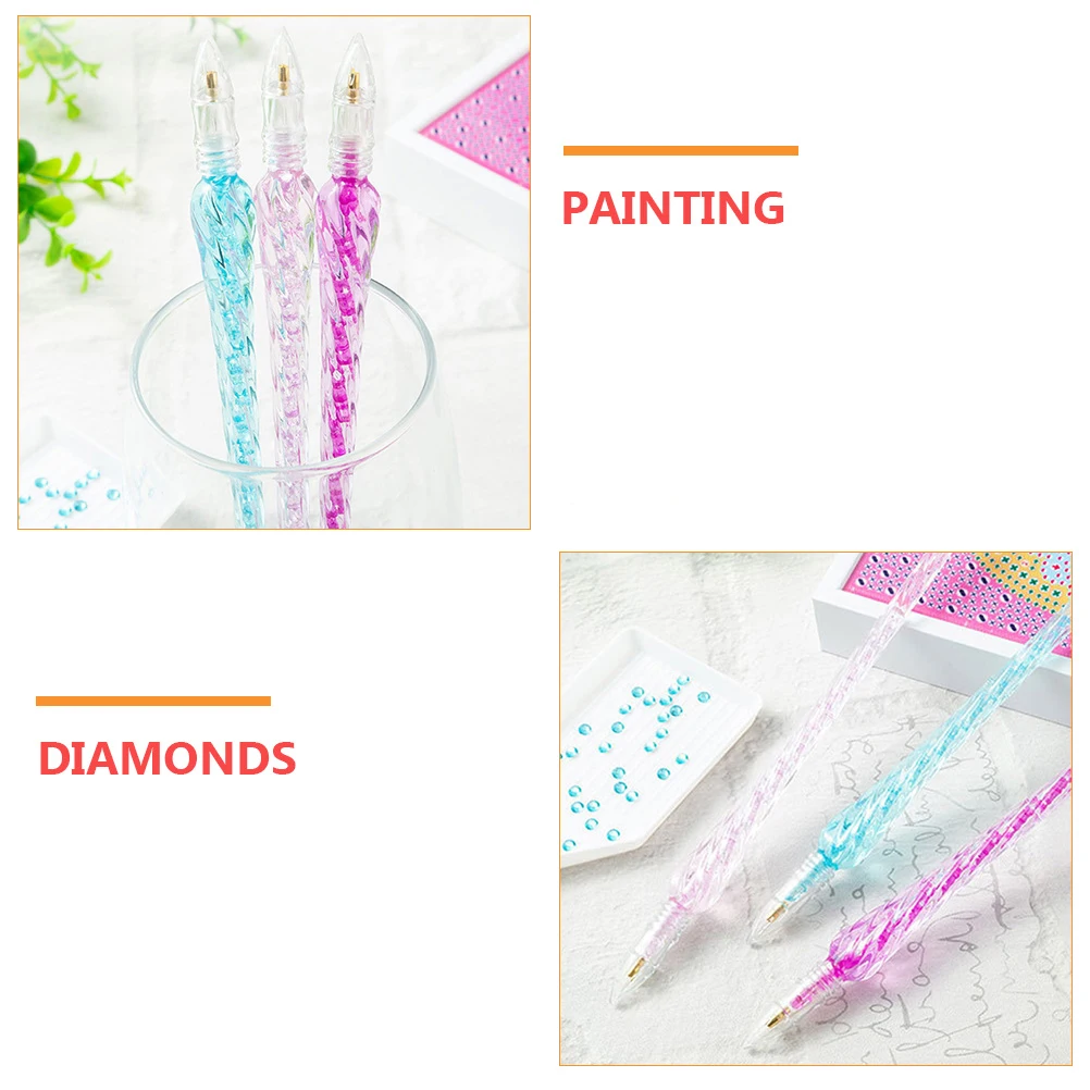 

3Pcs Clear Diamond Drawing Drill Pens Ergonomic Grip Ideal For Full Drill Diamond Painting Accessories Craft Mosaic