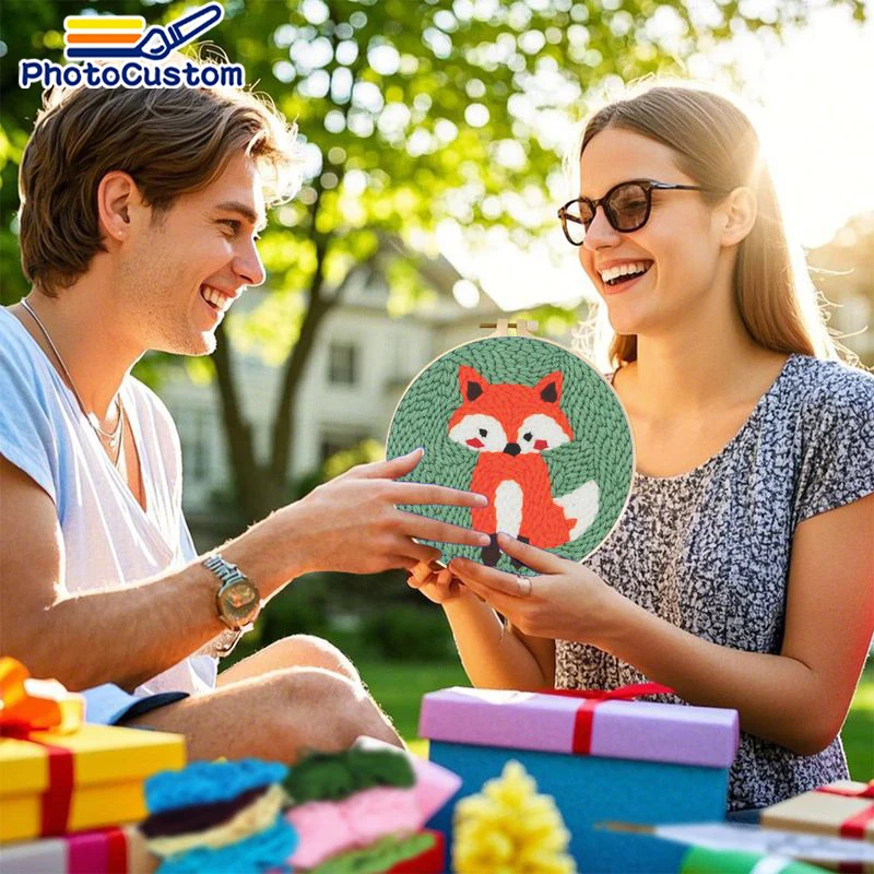 PhotoCustom الحوت نمط لكمة إبرة لكمة عدة طقم تطريز مع أدوات تعليمات الغزل كيت Diy بها بنفسك الحرفية