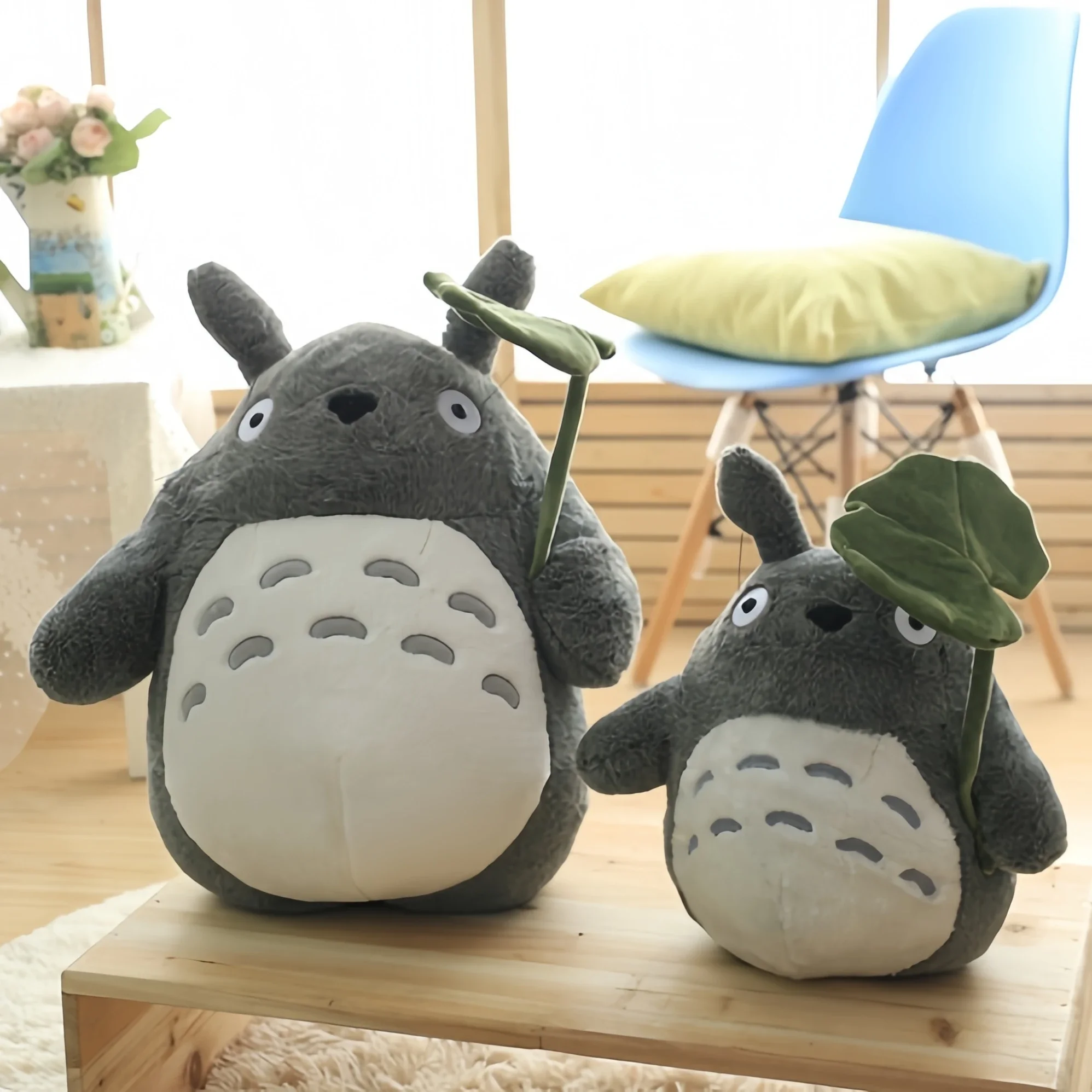 Cartoon Laugh Totoro Knuffel Gevulde Film Anime Grijze Kat Knuffels Totoro Hold Lotusblad Kawaii Pop Verjaardagscadeautjes Meisje