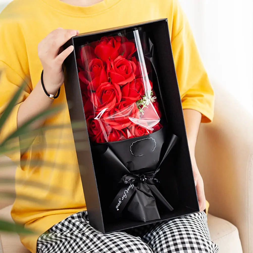 1 Box Soap Rose Flower Bouquet Beautiful Gift Box Romantic Birthday Mother's Day Wedding Decorative Soap Bouquet