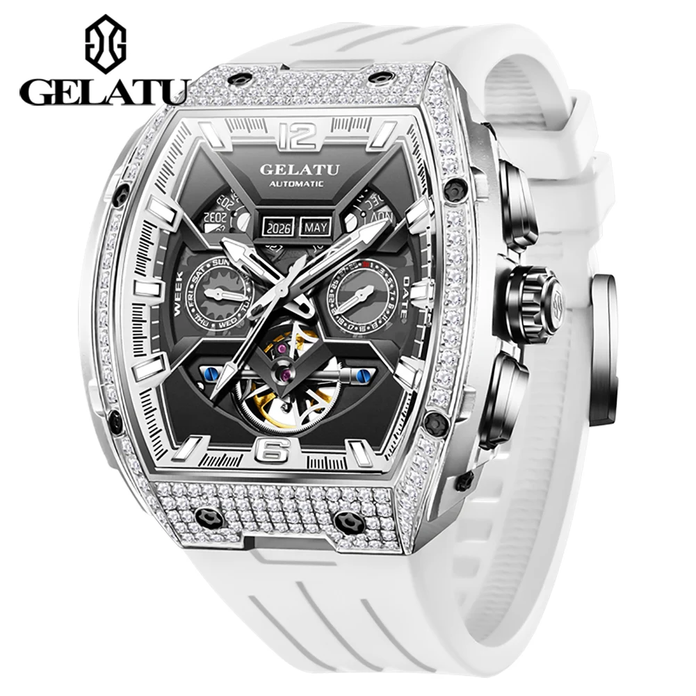 Reloj Hombre GELATU Luxury Top Brand Multifunction Tourbillon Men\'s Watch High Quality Automatic Mechanical Watch Sapphire