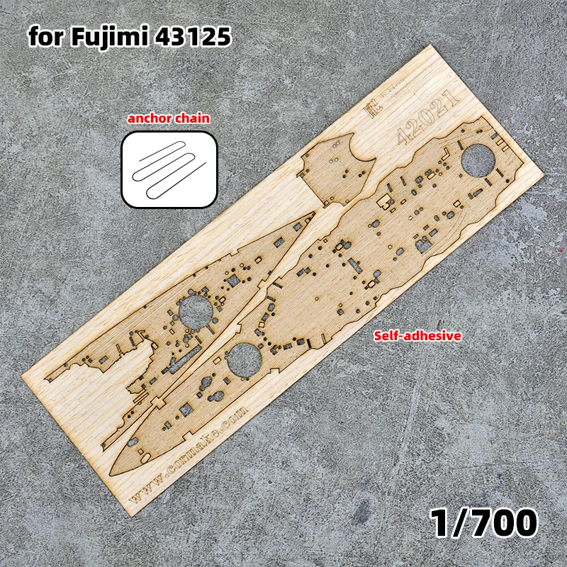 Modell-Upgrade-Teile: Lasergeschnittene Holzdeckplatte mit selbstklebender Ankerkette für 43125 Fujimi IJN Haruna 1/700 – Detail 1