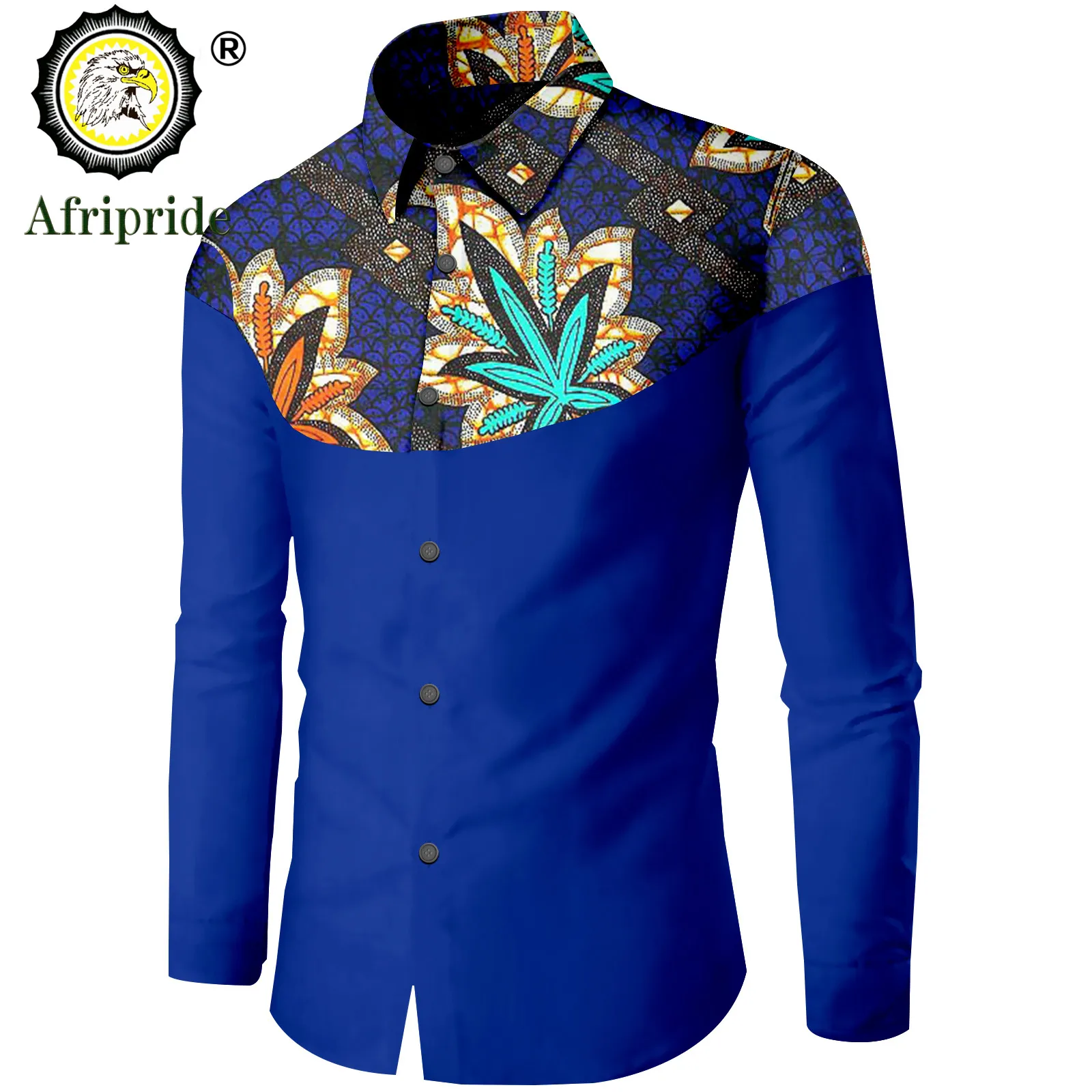 Dashiki-camisa Africana estampada para hombre, camisa de manga larga estilo Ankara, con cuello de diseño de un solo pecho, A2212005