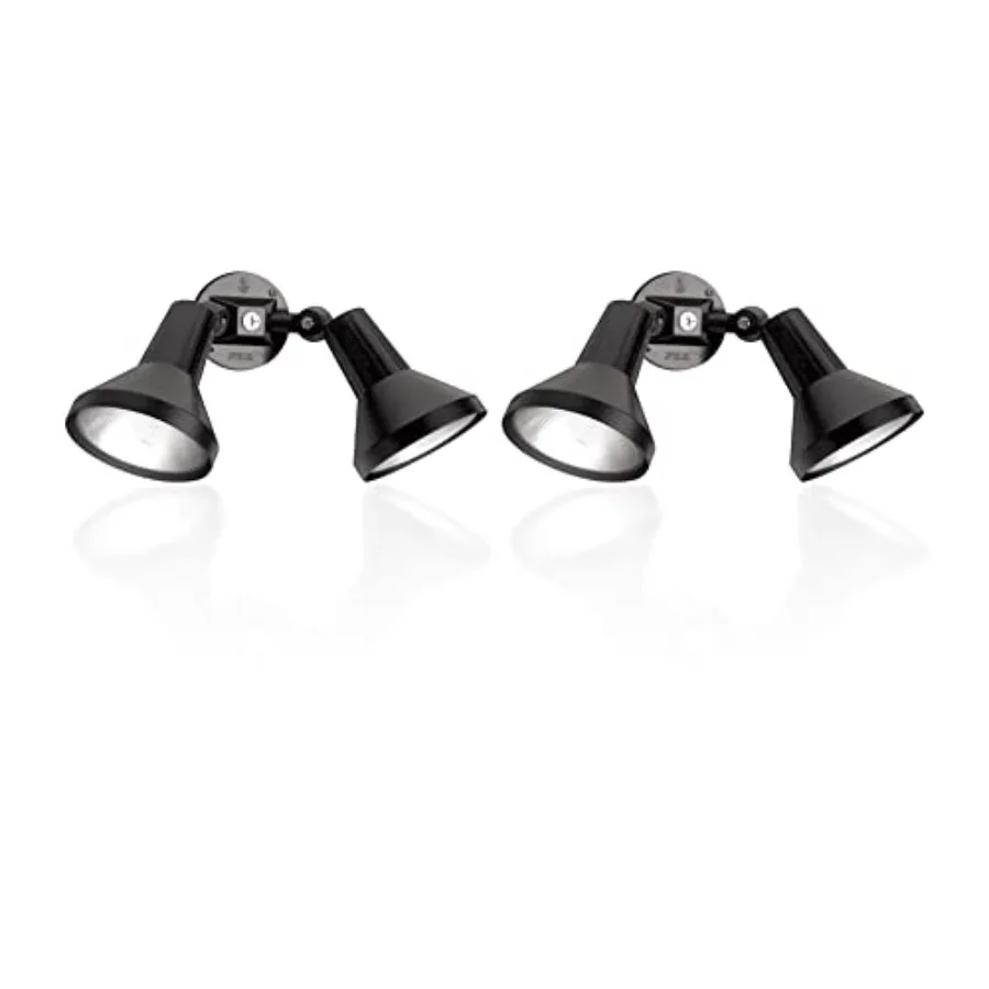 

Два черных уличных прожектора для наружного освещения, светильники для обеспечения безопасности - сверхпрочные, из литого алюминия, долговечные, устойчивые к погодным условиям