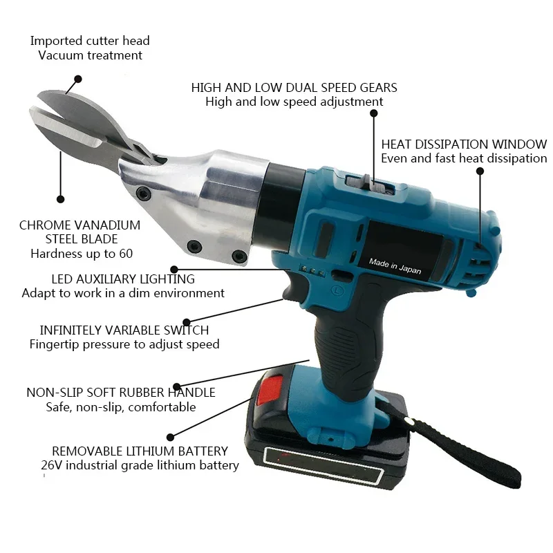 Hot Sale Handheld Lithiumbatterij Oplaadbare Elektrische Schaar 26V Draagbare Snijmachine Ijzeren Plaatwerk Snijgereedschap