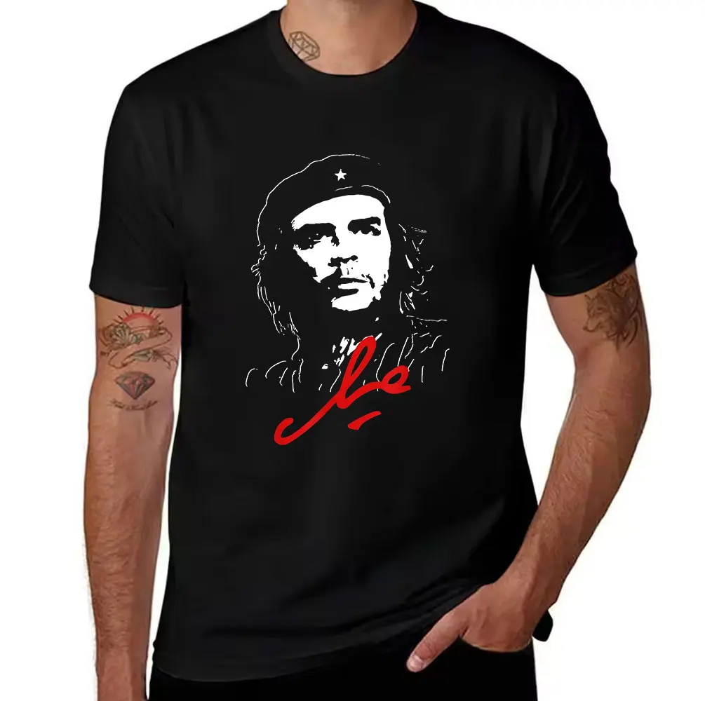 Men's Cotton T-Shirt with Stylized Signature Print, Casual Crew Neck Short Sleeve Tee for Daily Wear