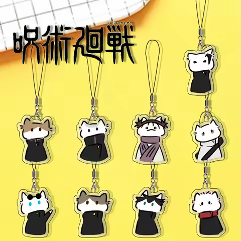 Anime Jujutsu Kaisen Itadori Yuji Satoru Gojo Suku Cartoon Cute Q Cat Keychain Backpack Pendant Mobile Phone Accessories Gifts
