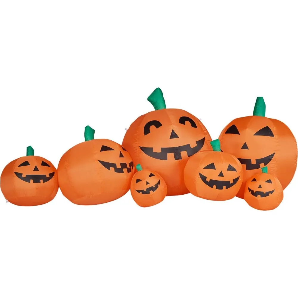 

Wide Pumpkin Family Blow Up with Lights, Outdoor Halloween Inflatable Decoration for Lawn and Yard, Giant Spooky Holiday Decor