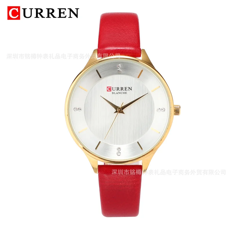 CURRENCarryan9041Поясные часы Водонепроницаемые кварцевые часы Модные повседневные часы с кожаным ремешком Женские часы