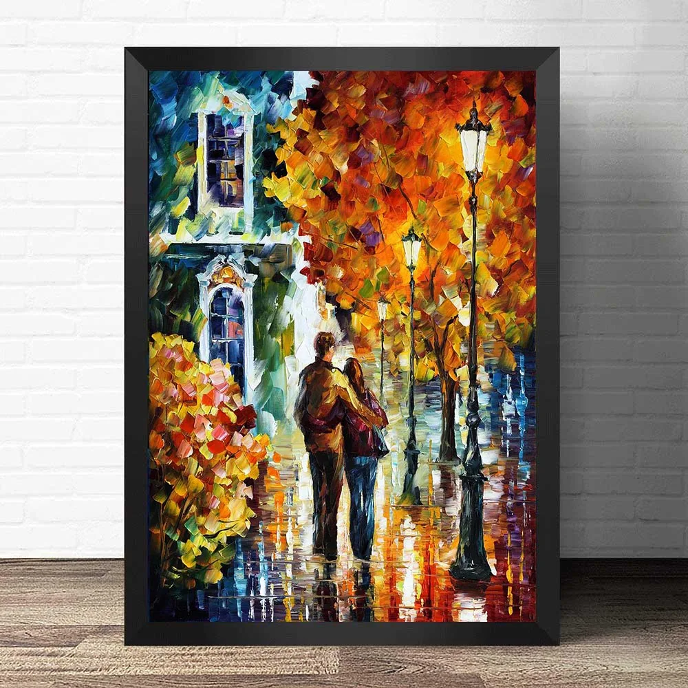 World Famous Street Scenery Canvas Paintings Night Scene Canvas Picture European Oil Painting Print for Living Room Wall Decor