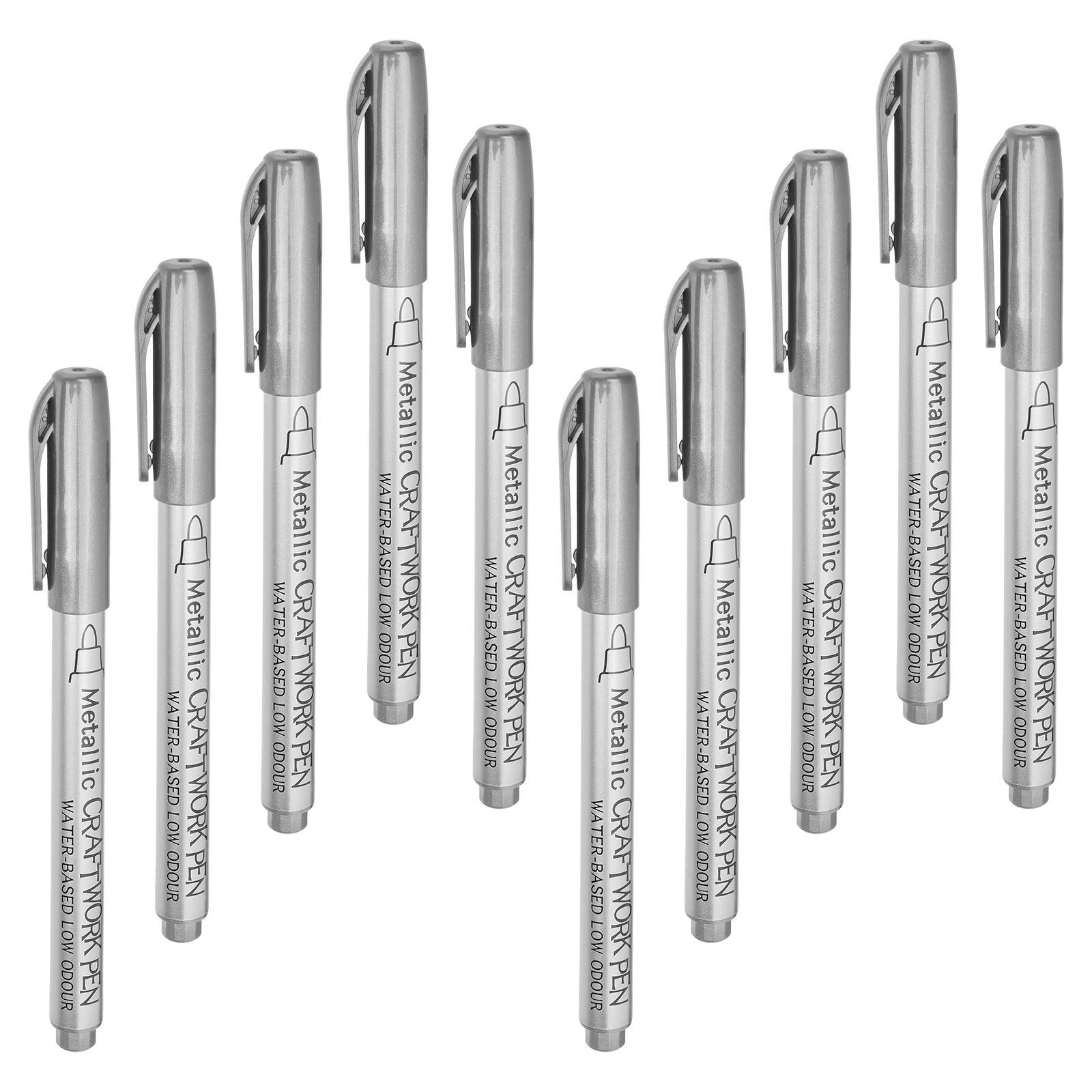 

10pcs Metallic Paint Pens Oil Based Permanent Markers For Plastic Art Crafts Automotive Tire Red Silver Blue Fabric