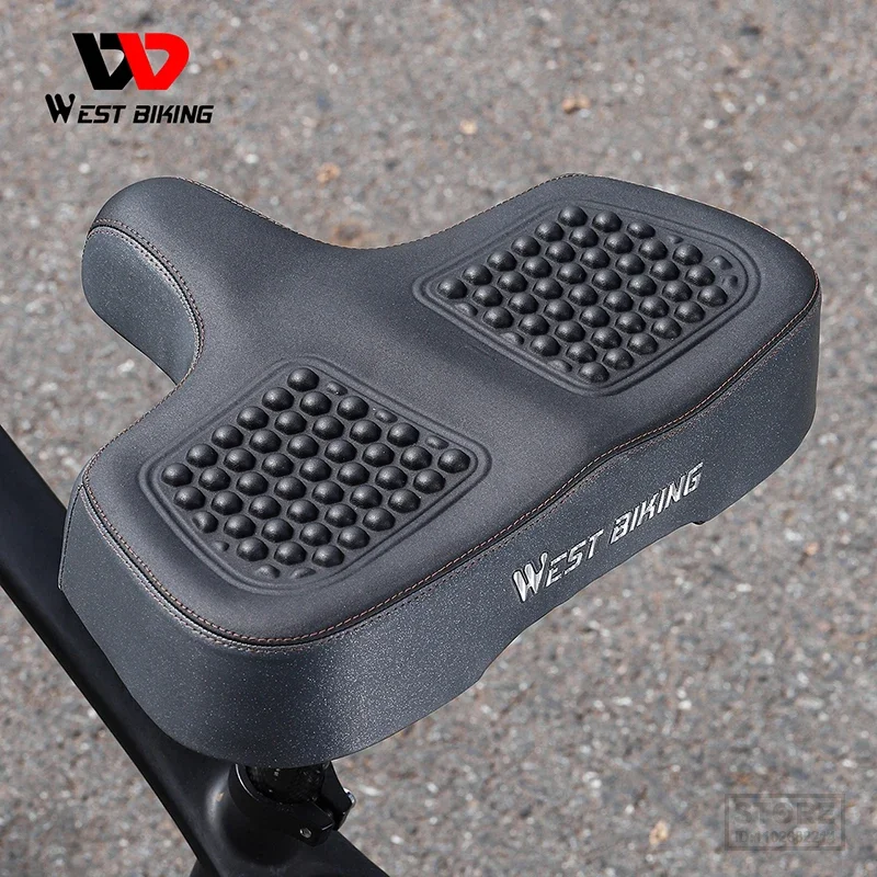 

WEST BIKING MTB Gel Comfort Saddle Ultra Wide Electric Bike Scooter Seat Silicone Massage Particle Cycling Shock Absorber Saddle