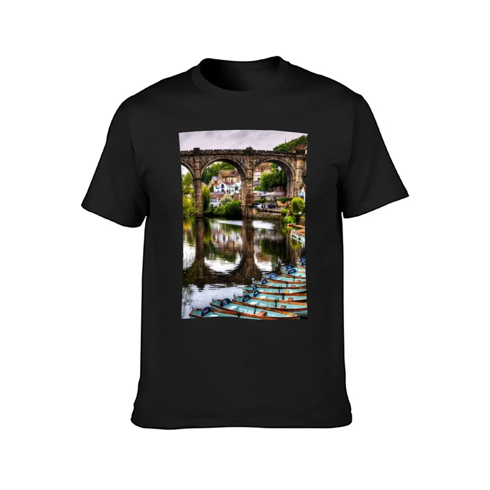 knaresborough Viaduct And River Nidd, Portrait T-Shirt cute clothes Louboutins Aesthetic clothing Men's cotton t-shirt