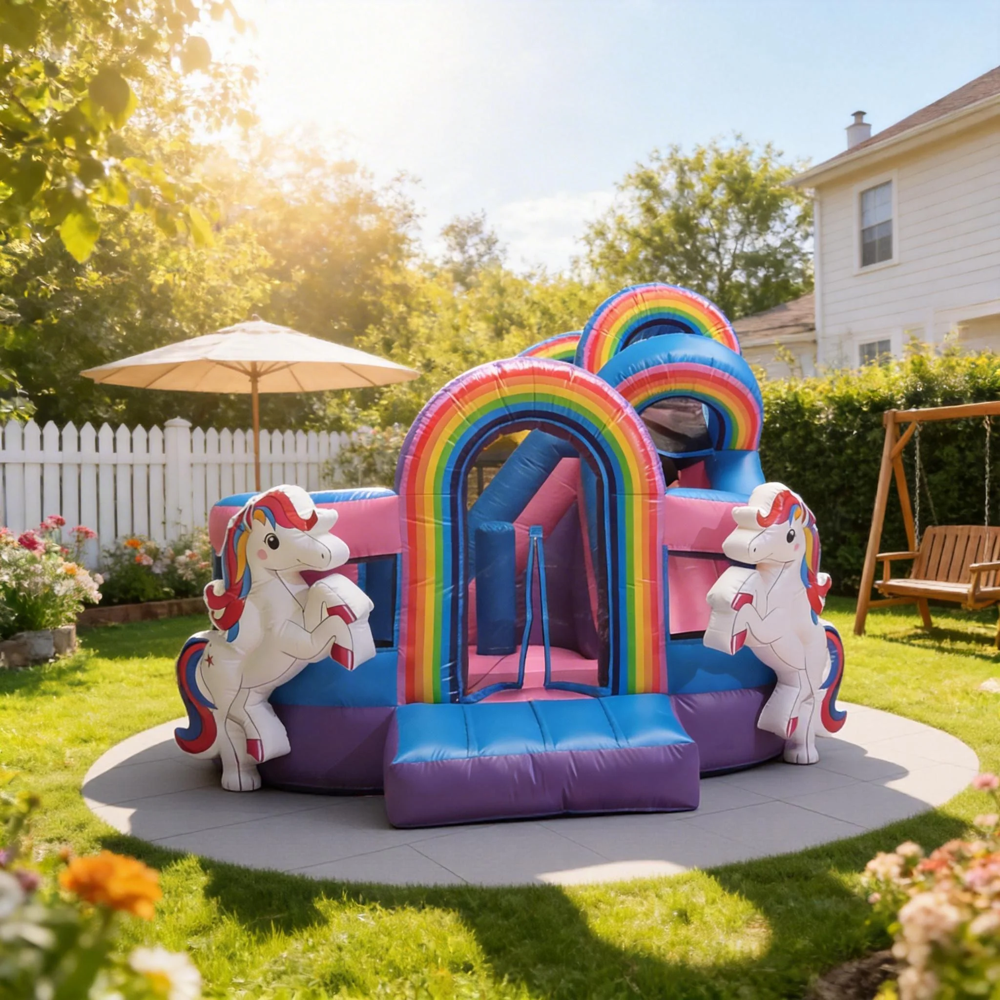 Inflatable Pink Castle Happy Inflatable Bouncy Castle Inflatable Castle Bounce House Durable PVC