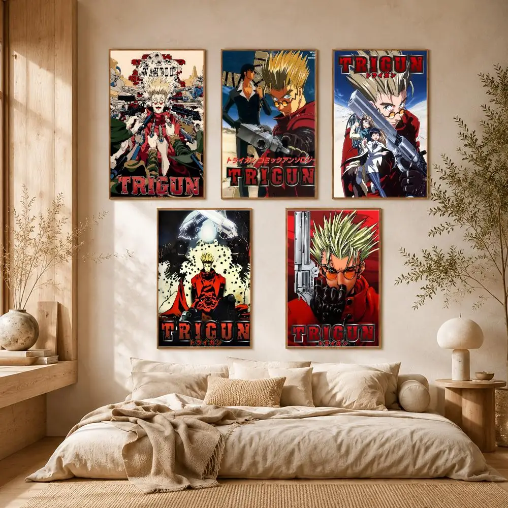Trigun Stampede Anime Space Poster Self-adhesive Advanced Aesthetic Printing Paper Wall Art for Living Room Home Decor
