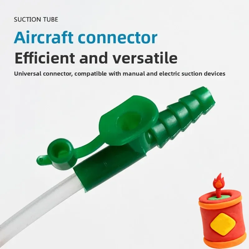 

F14 40cm Individually Wrapped Suction Tubes with Gloves, Disposable for Home Health Care