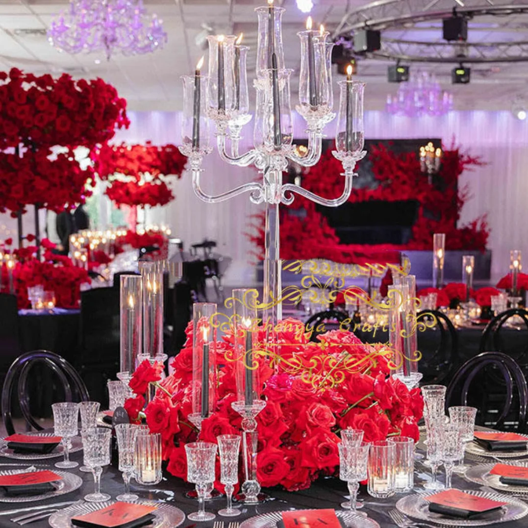 5/10pcs 95/115/120cm acrylic Crystal Floor candlestick table  Led Candle stick holder acrylic Lampshade Wedding clear Floor Lamp