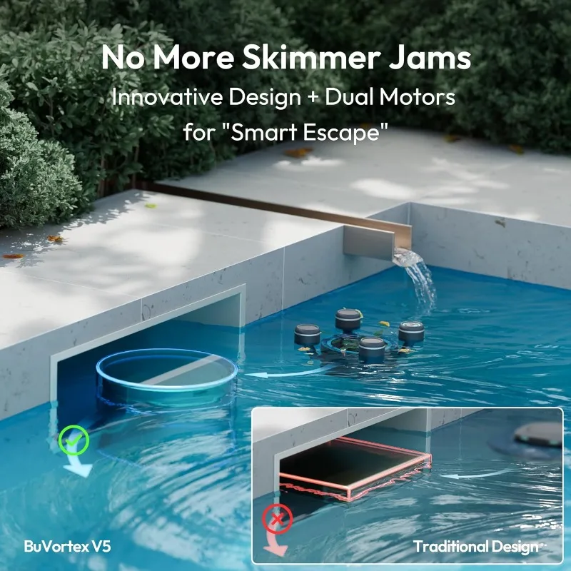 F10 Robotic Surface Skimmer, Pool Cleaner with Powerful Suction, Dual Motor, 5L Filter, Dual Cleaning Modes, Smart App Control