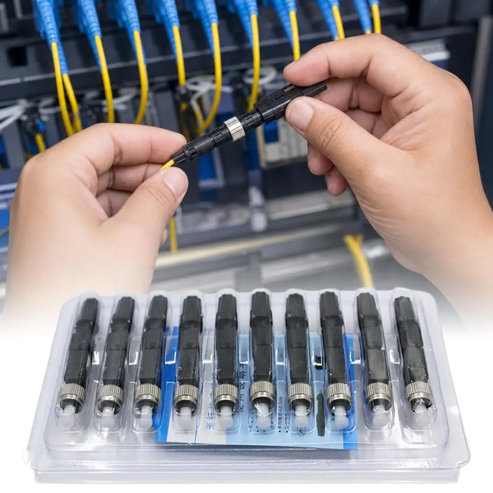 10pcs FC Fiber Optic Quick Connector Pre Embedded Cold Connector FTTH Connector Fiber Optic Connector