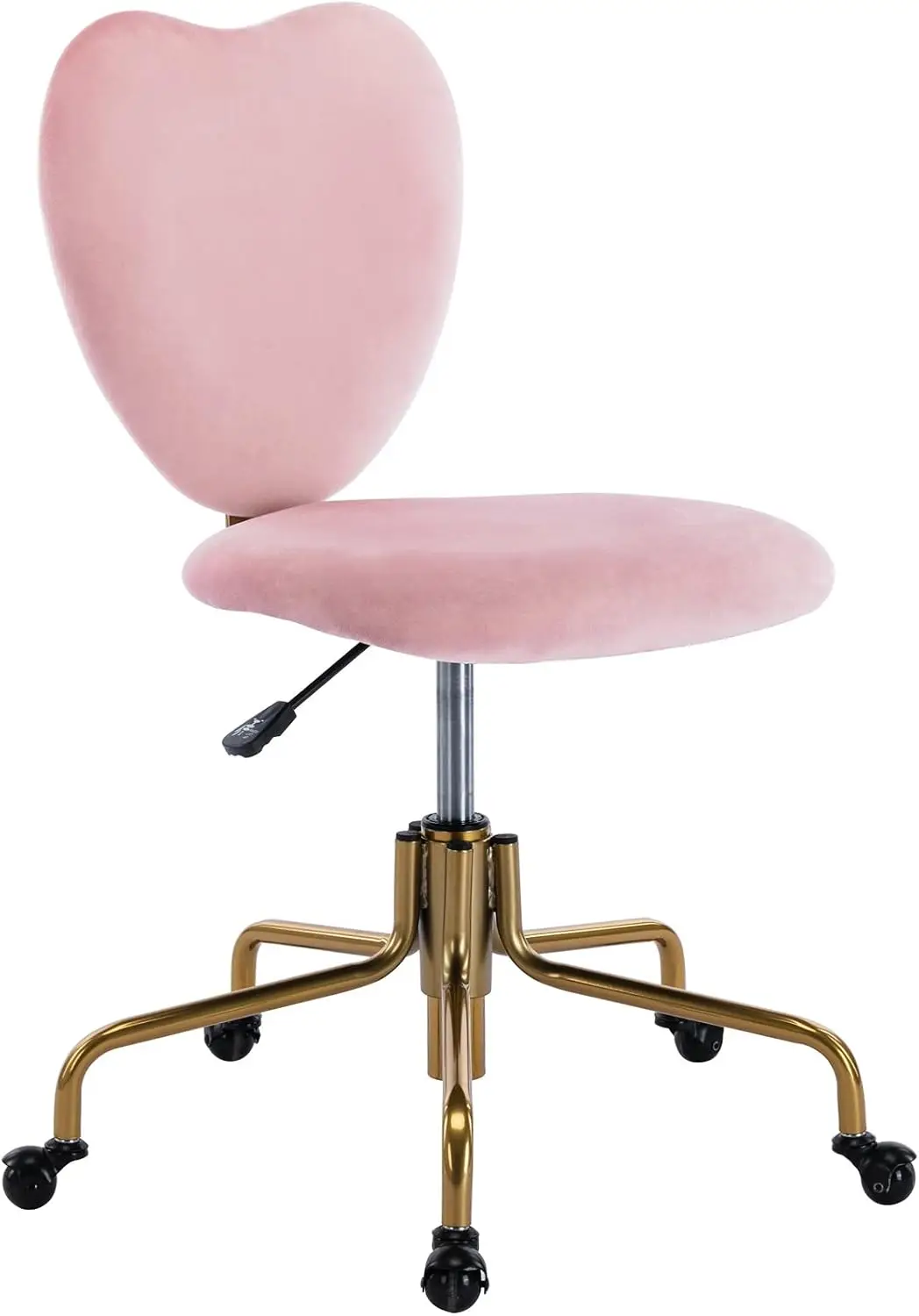 

Velvet Upholstered Cute Home Office Desk Chair Armless, Modern Comfy Office Swivel Fabric Vanity Makeup Chair With Heart Shape