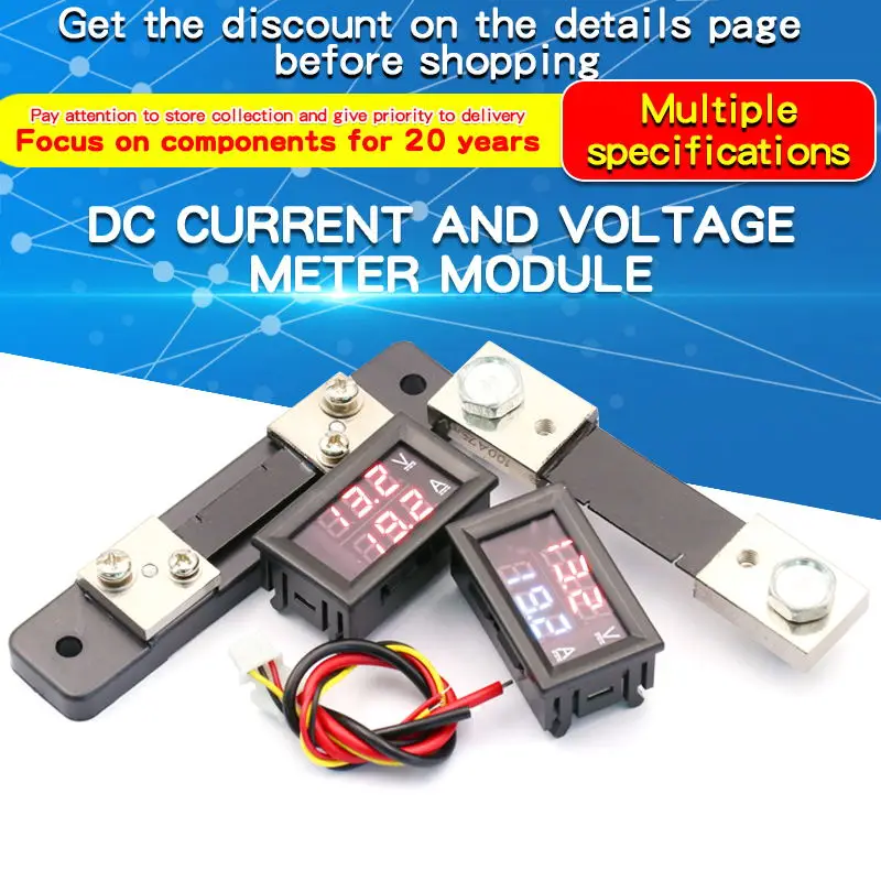 DC 0-100V 10A 50A 100A LED Digital Voltmeter Ammeter Dual Display Voltage Detector Current Meter DSN-VC288 Module with Splitter