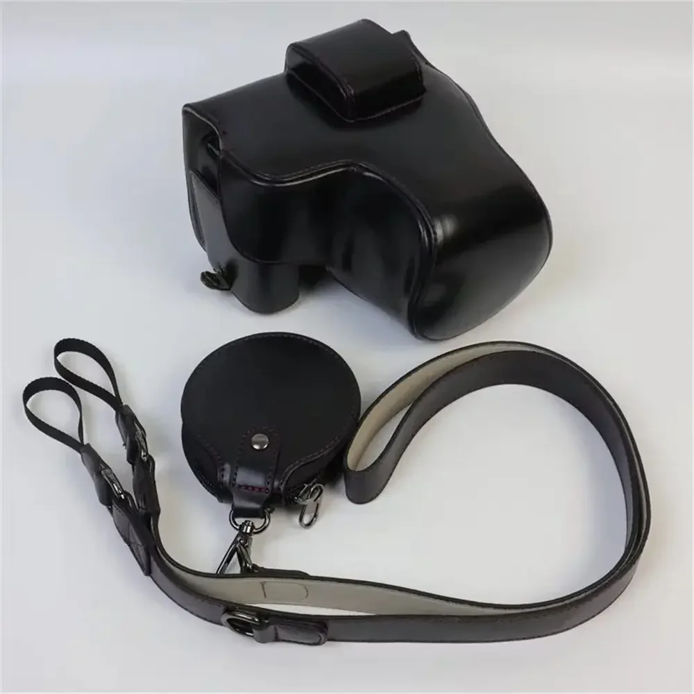 

Camera Bag Case For Canon EOS R8 EOSR8 24-50mm Lens Battery Open Full Body Cover With Strap PU Leather Luxury Version