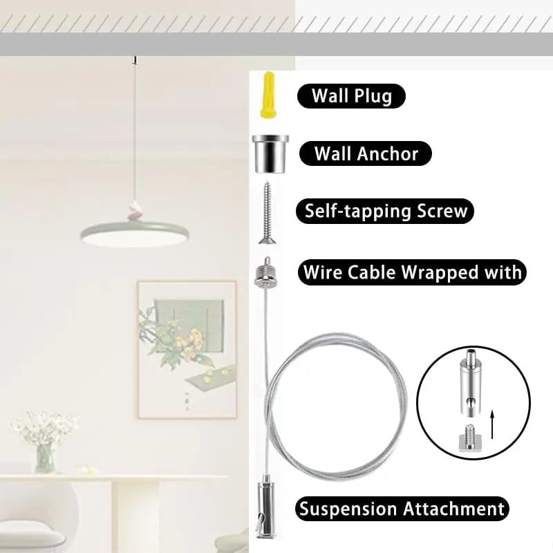 طقم نظام تعليق تركيبات الإضاءة السداسية، طقم كابل سلك معلق للسقف، كابلات تعليق ضوء حوض السمك 3.3/6.6 قدم مختومة