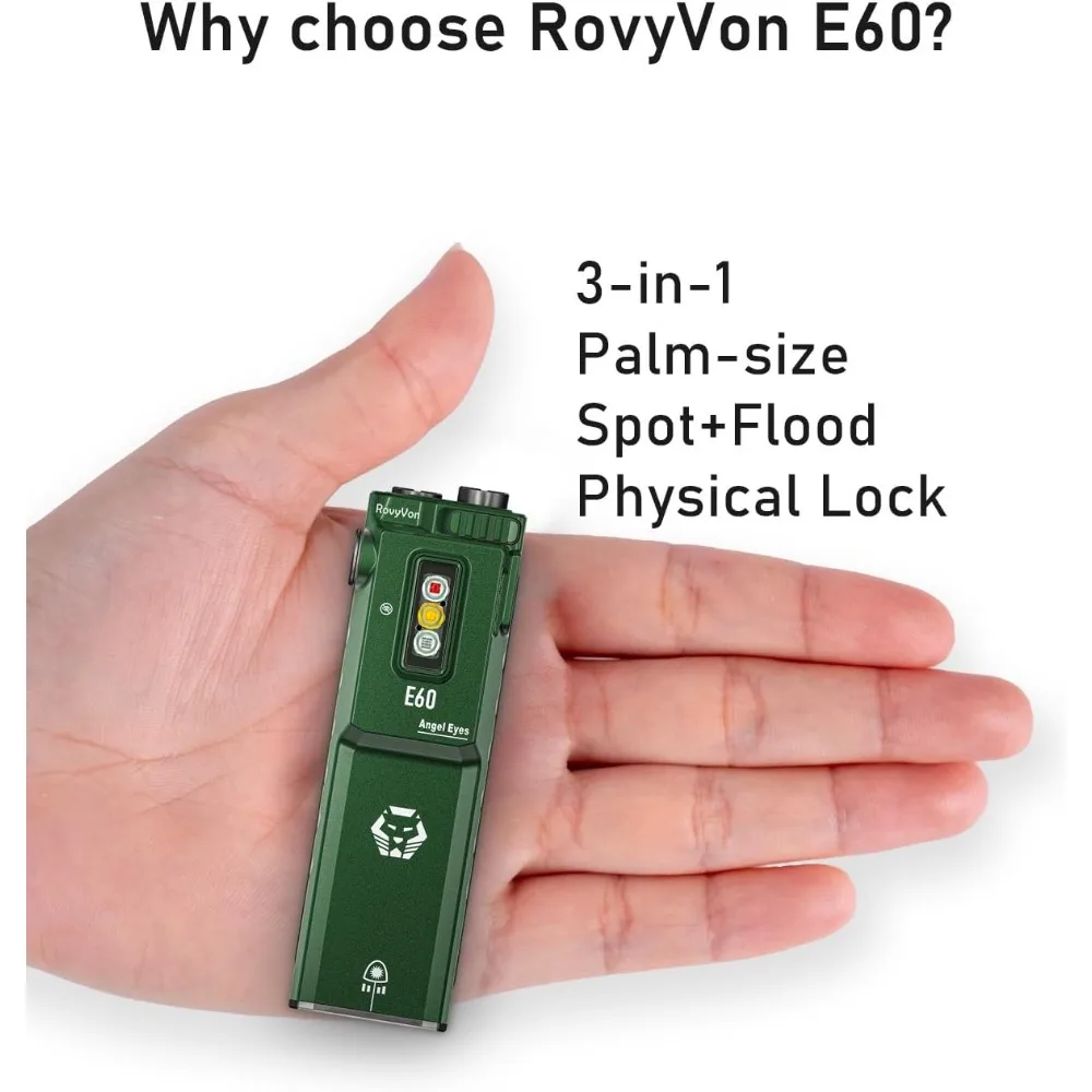 EDC Flashlight 1500 Lumen White Green Beam 365nm UV USB C Rechargeable Triple Sidelight for Outdoor Work Signaling