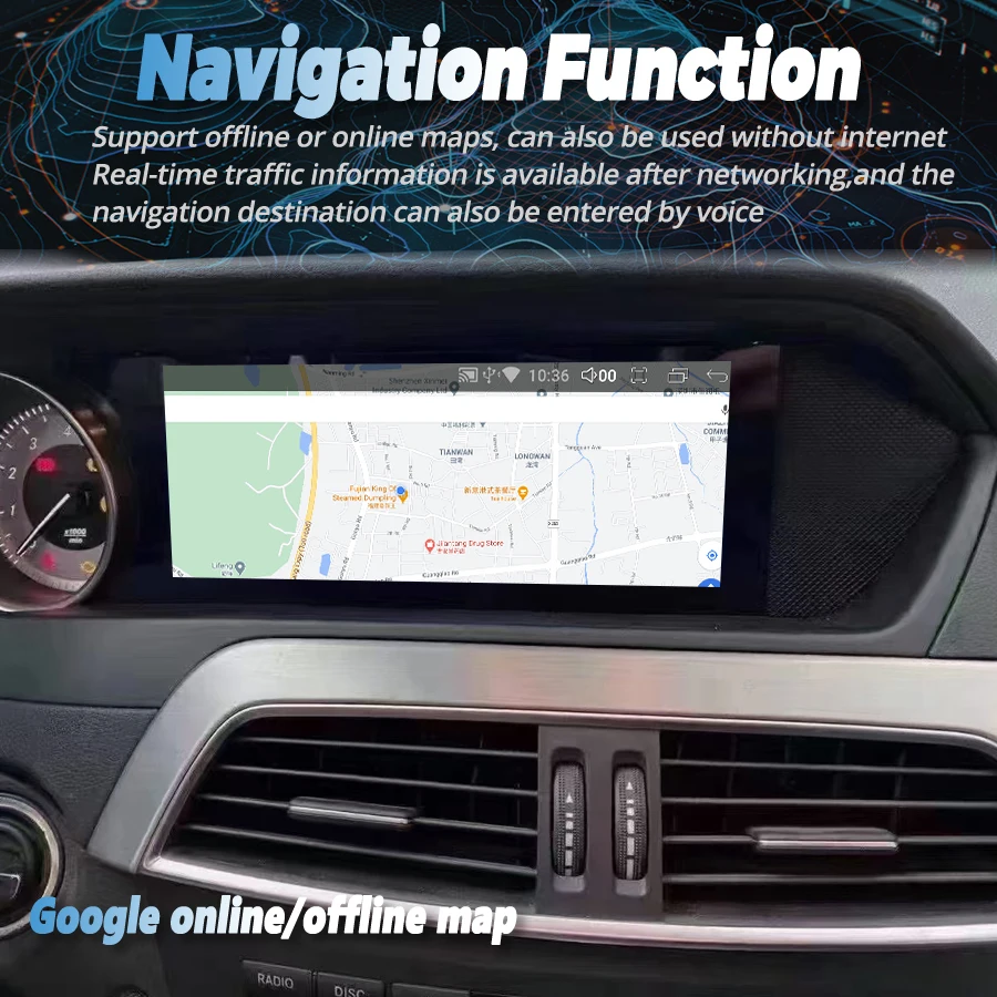 Layar Qualcomm CarPlay 8.8imch untuk Mercedes Benz C-class W204 NTG 4.5 Android 13 Pemutar DVD Multimedia Unit Kepala DSP GPS