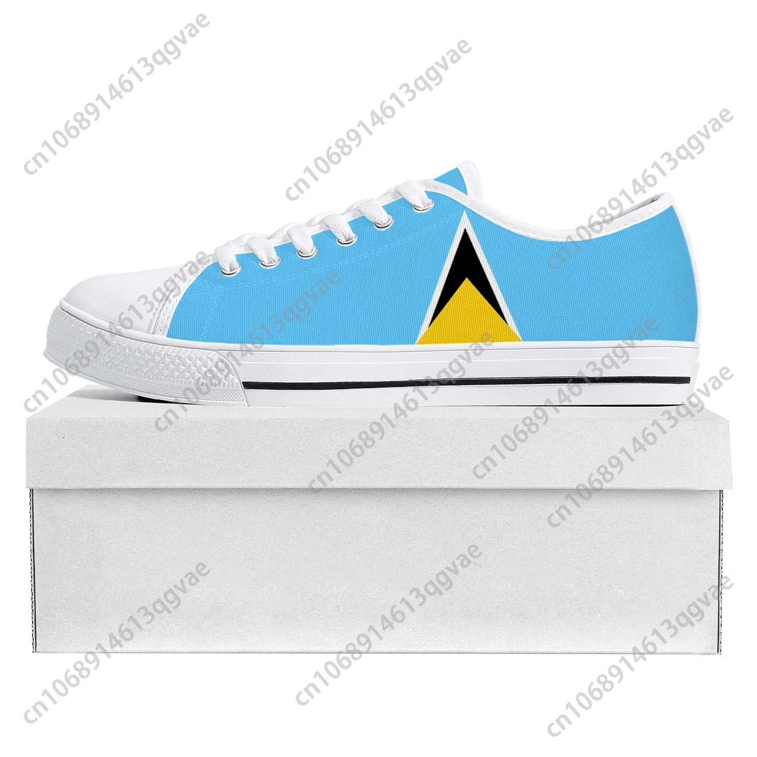 Saint Lucia Flag Low Top High Quality Sneakers Mens Womens Teenager Canvas Sneaker Prode Casual Couple Shoes Custom Shoe