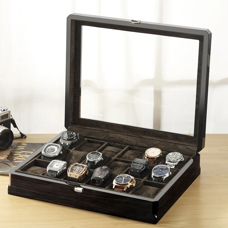 Solid Wood 18 Slots Watch Box Wrist Watch Display Storage Collection Gift Box Smart Watch Case