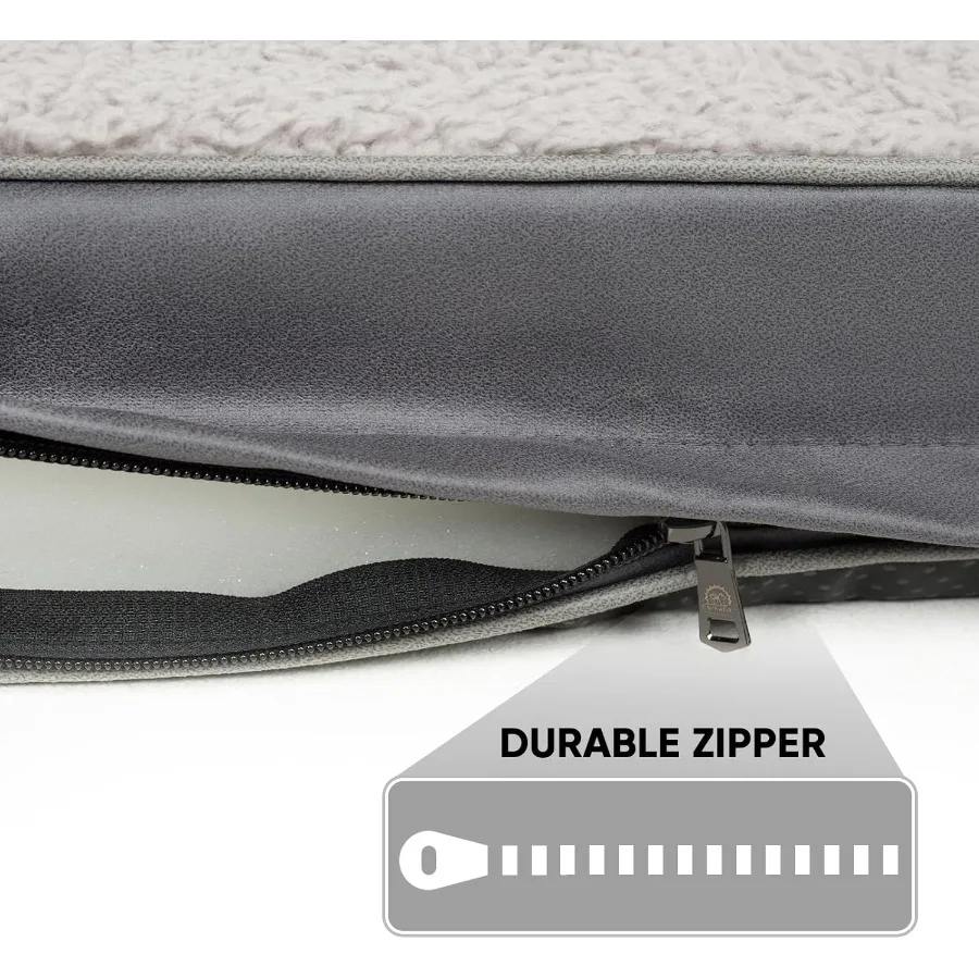 أغطية سرير كلب كبيرة قابلة للغسل، بديلة من القطيفة الناعمة المقاومة للماء، بطانة سرير للكلاب لأسرّة الحيوانات الأليفة مع سحاب 35 × 22 × 3 بوصة، غطاء رمادي