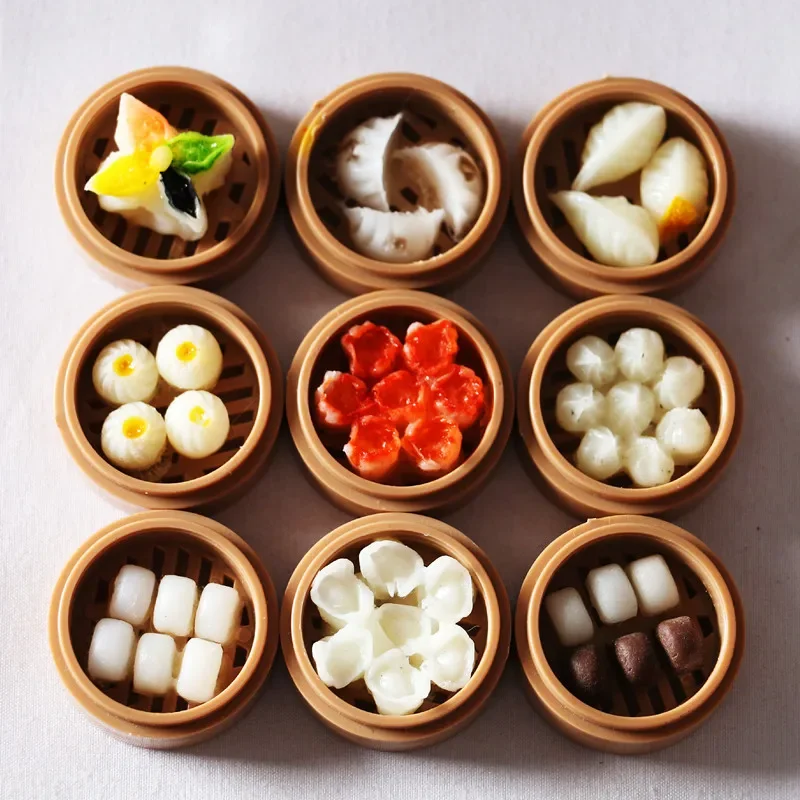 1Pc Mini Simulation Chinesische Tradition Gedämpfte Lebensmittel Harz Miniatur Gedämpfte Gefüllte Brötchen Knödel Lebensmittel Micro Landschaft Dekoration