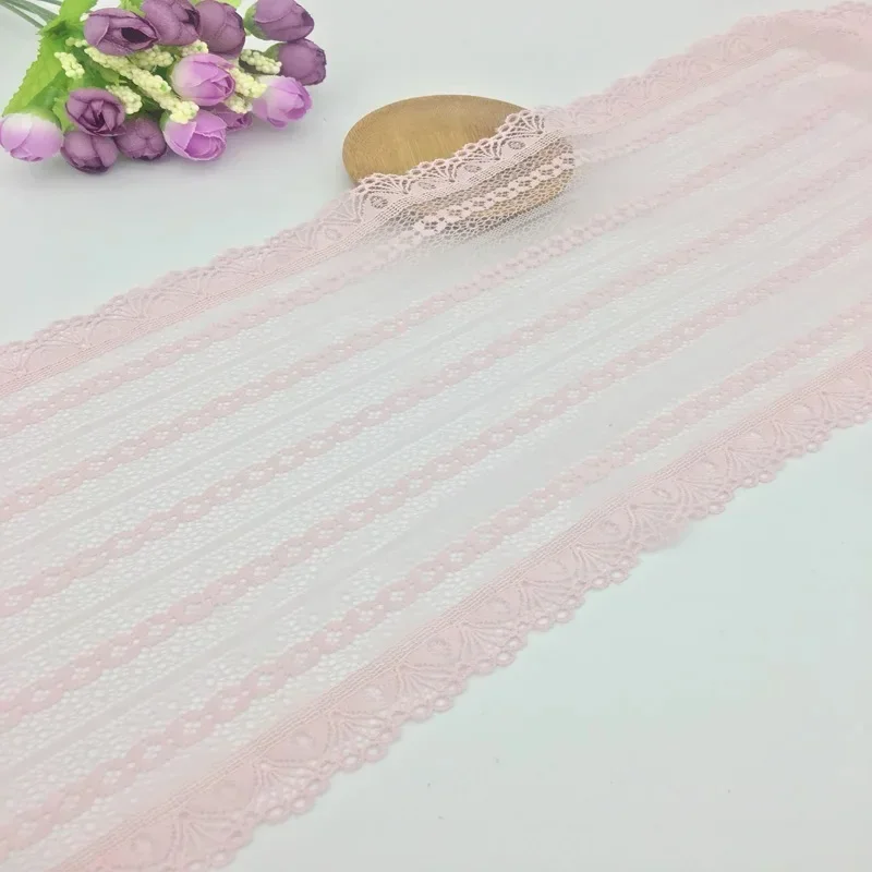 (3 yards/lot) Pink Elastic Stretch Lace Trims For Clothing Accessories Dress Sewing Lace Fabrics Handwork DIY Decorate 18cm wide