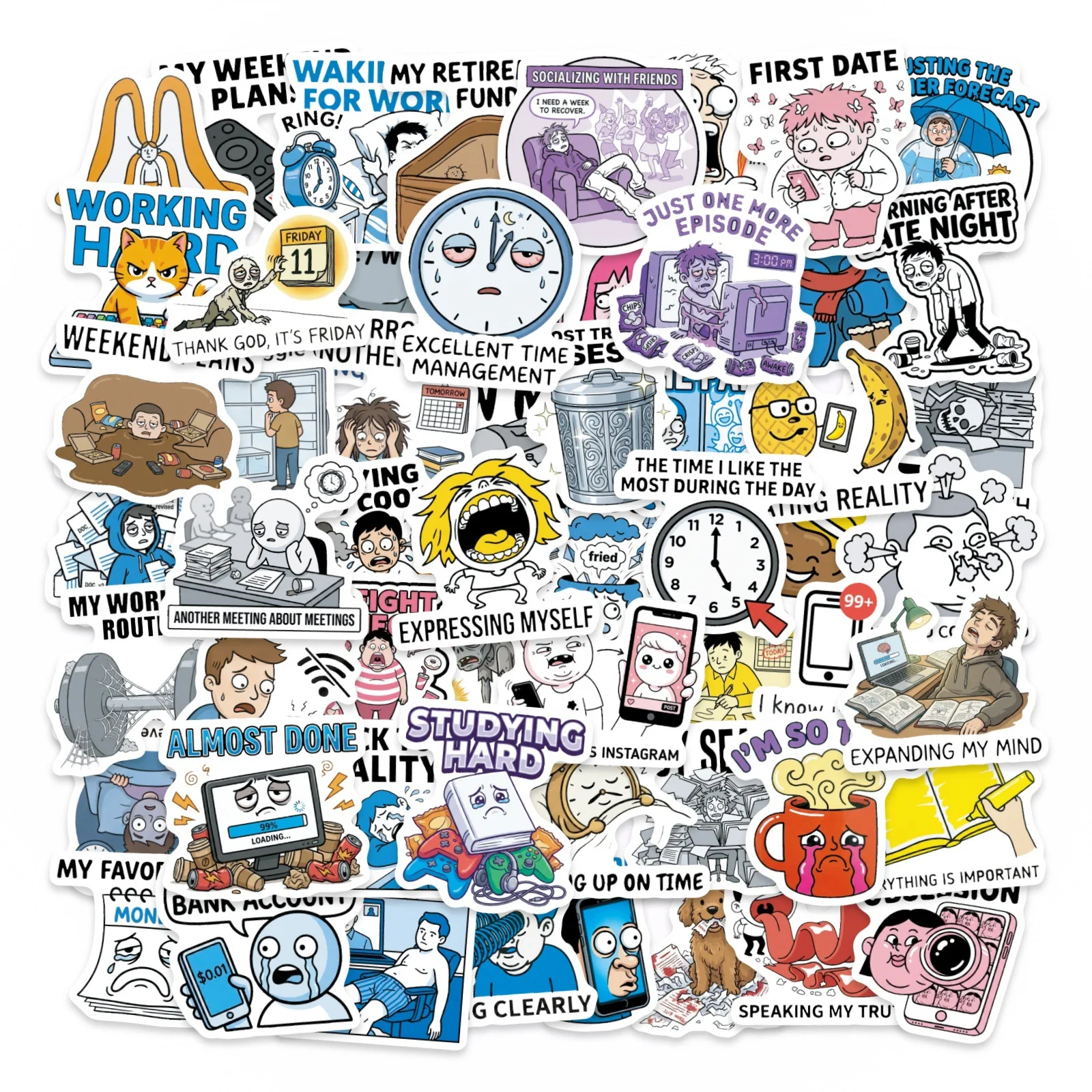 56 Stück Lustige Meme-Aufkleber Sarkastische Zitate Vinyl Wasserfest für Laptop Handyhülle Notizbuch Wasserflasche DIY-Sticker